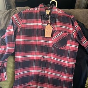Small rustic fall colored button down flannel shirt never worn